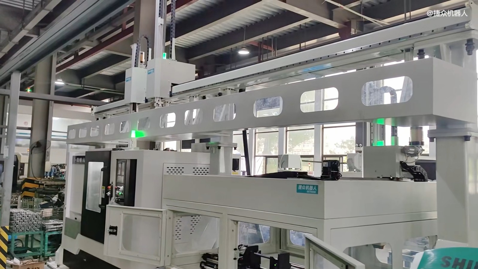 銑打機床自動上下料桁架機械手+AGV料架案例視頻，